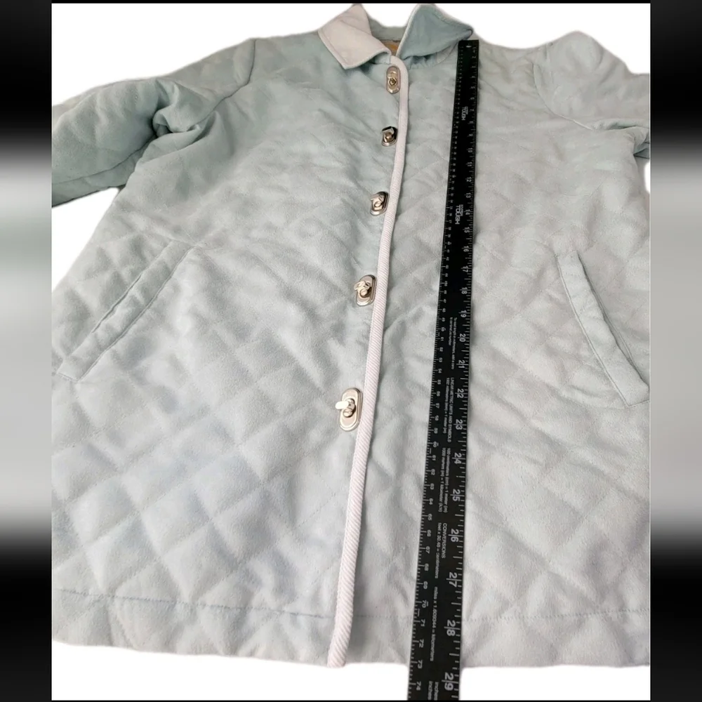 Womens Blue Luxury Quilted Embroidered Microsuede Barn Coat Size S/M Mycra Pac